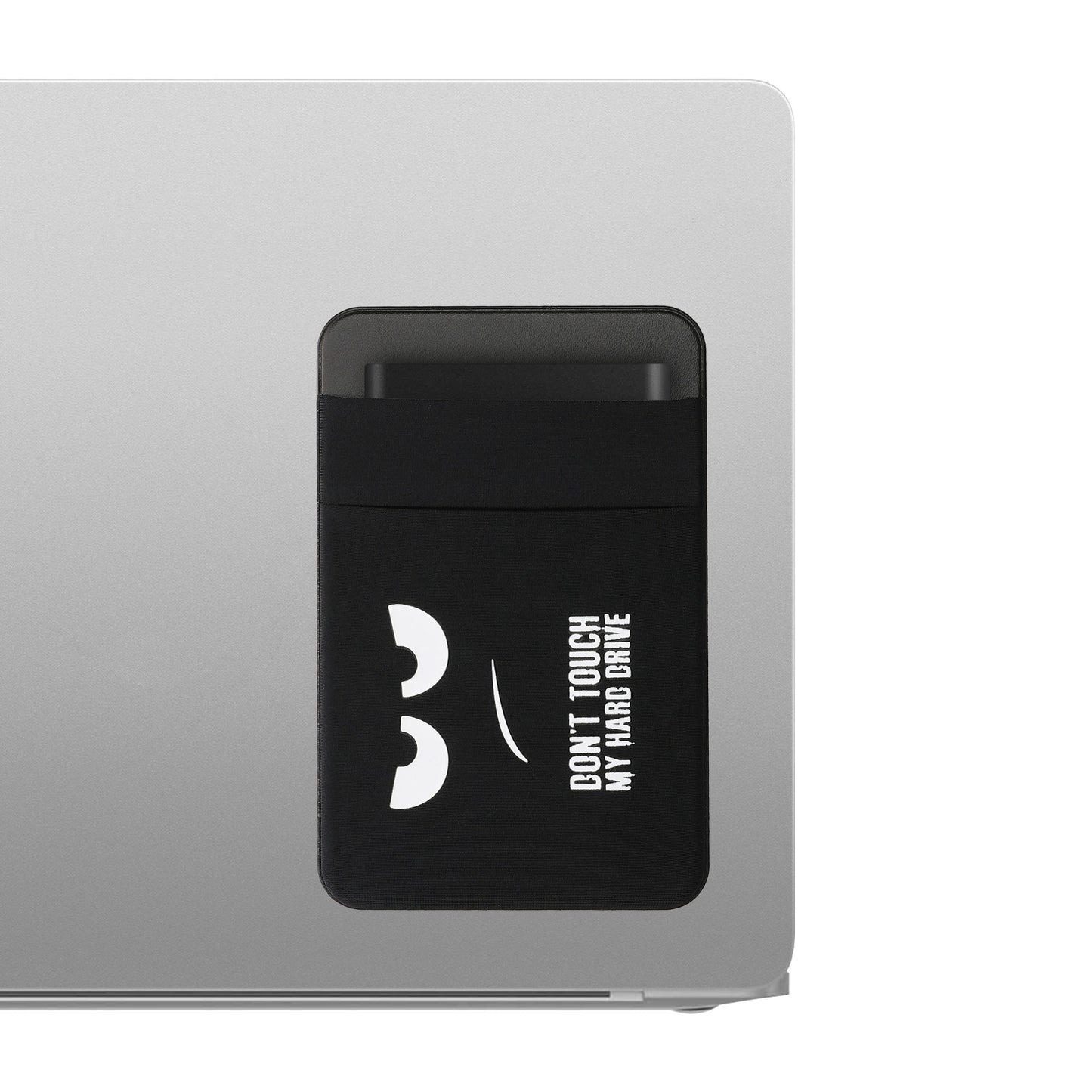 kwmobile Tasche kompatibel mit SanDisk Portable SSD, Samsung T7, Crucial X8, HDD - Halterung für externe SSD Festplatte - 13x8cm - Elastisches Case Hülle selbstklebend - Don't touch my Hard Drive