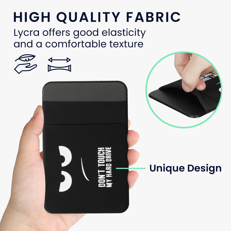 kwmobile Tasche kompatibel mit SanDisk Portable SSD, Samsung T7, Crucial X8, HDD - Halterung für externe SSD Festplatte - 13x8cm - Elastisches Case Hülle selbstklebend - Don't touch my Hard Drive