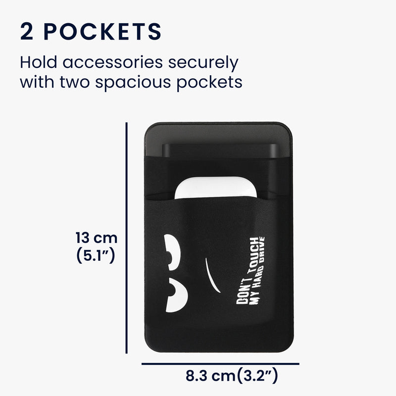 kwmobile Tasche kompatibel mit SanDisk Portable SSD, Samsung T7, Crucial X8, HDD - Halterung für externe SSD Festplatte - 13x8cm - Elastisches Case Hülle selbstklebend - Don't touch my Hard Drive