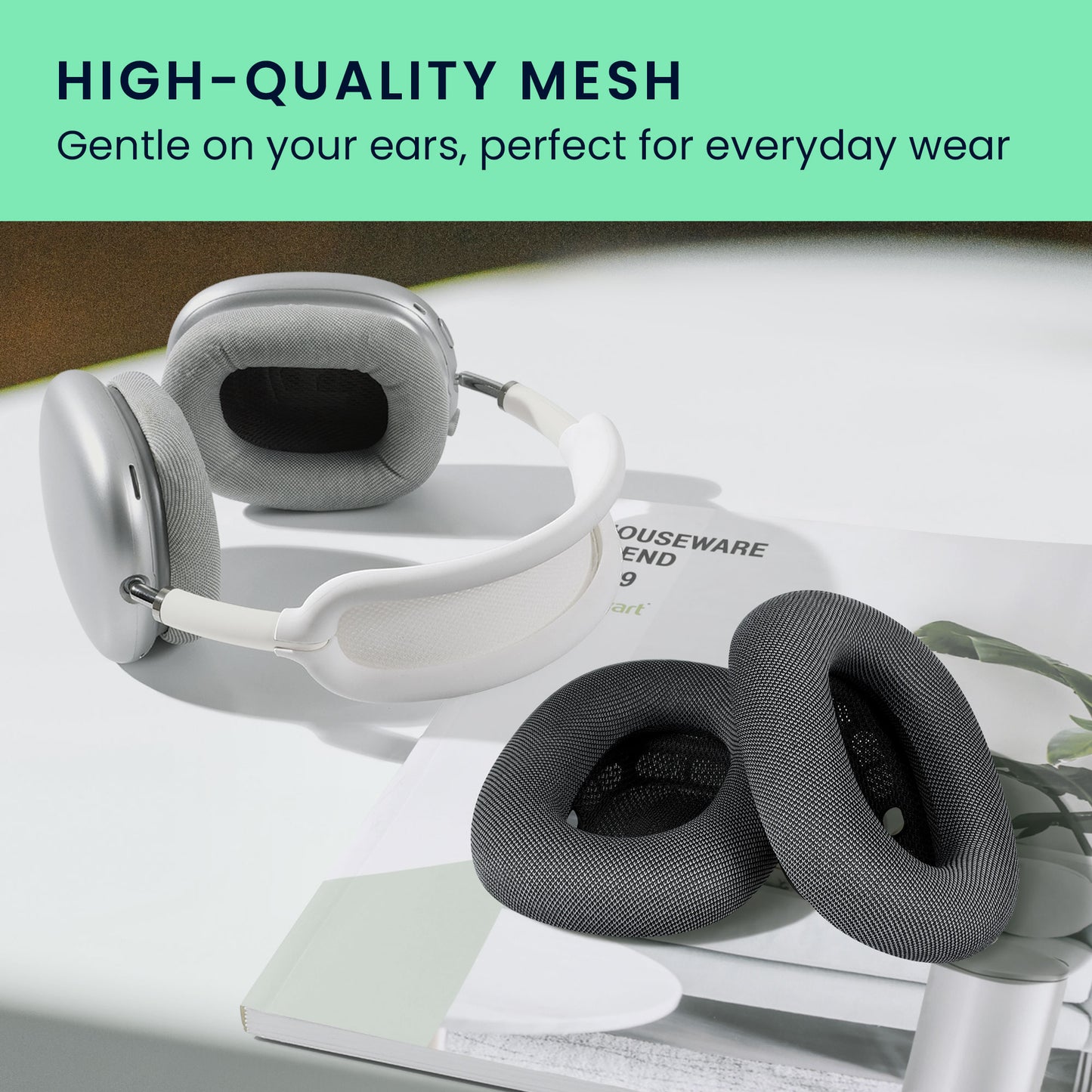 2x Ohrpolster für Apple AirPods Max / AirPods Max 2 Polster aus Mesh