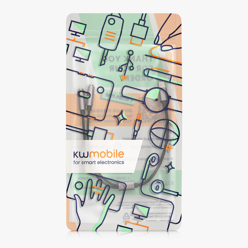 kwmobile USB C Kopfhörer Splitter für USB C Headphone / Headset USB C Adapter - USB-C auf Klinke Audio Kabel Splitter aus Nylon