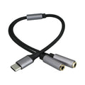 kwmobile USB C Kopfhörer Splitter für USB C Headphone / Headset USB C Adapter - USB-C auf Klinke Audio Kabel Splitter aus Nylon