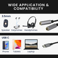 kwmobile USB C Kopfhörer Splitter für USB C Headphone / Headset USB C Adapter - USB-C auf Klinke Audio Kabel Splitter aus Nylon