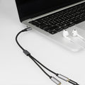 kwmobile USB C Kopfhörer Splitter für USB C Headphone / Headset USB C Adapter - USB-C auf Klinke Audio Kabel Splitter aus Nylon