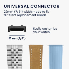 kwmobile Metall Adapter mit 22mm Bandbreite kompatibel mit Amazfit T-Rex 3 Uhrenarmband Smartwatch Armband