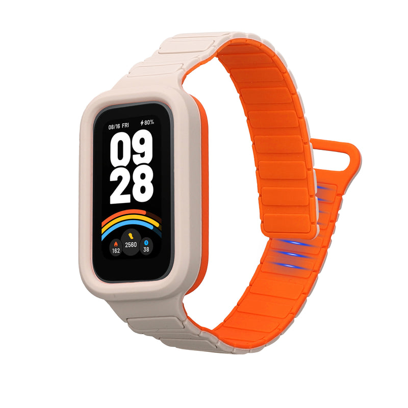 kwmobile Ersatzarmband kompatibel mit Xiaomi Redmi Band 3 / Smart Band 9 Active Armband - Fitnesstracker Silikon Band mit Magnetverschluss Weiß  [dsg02]