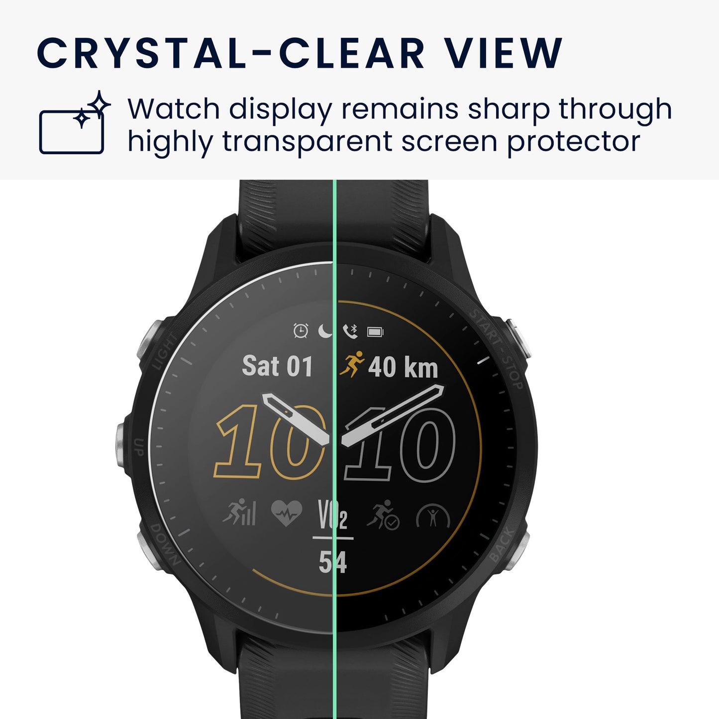 kwmobile Schutzglas kompatibel mit Garmin Forerunner 955 / Forerunner 955 Solar Folie Displayschutz für Fitness Tracker