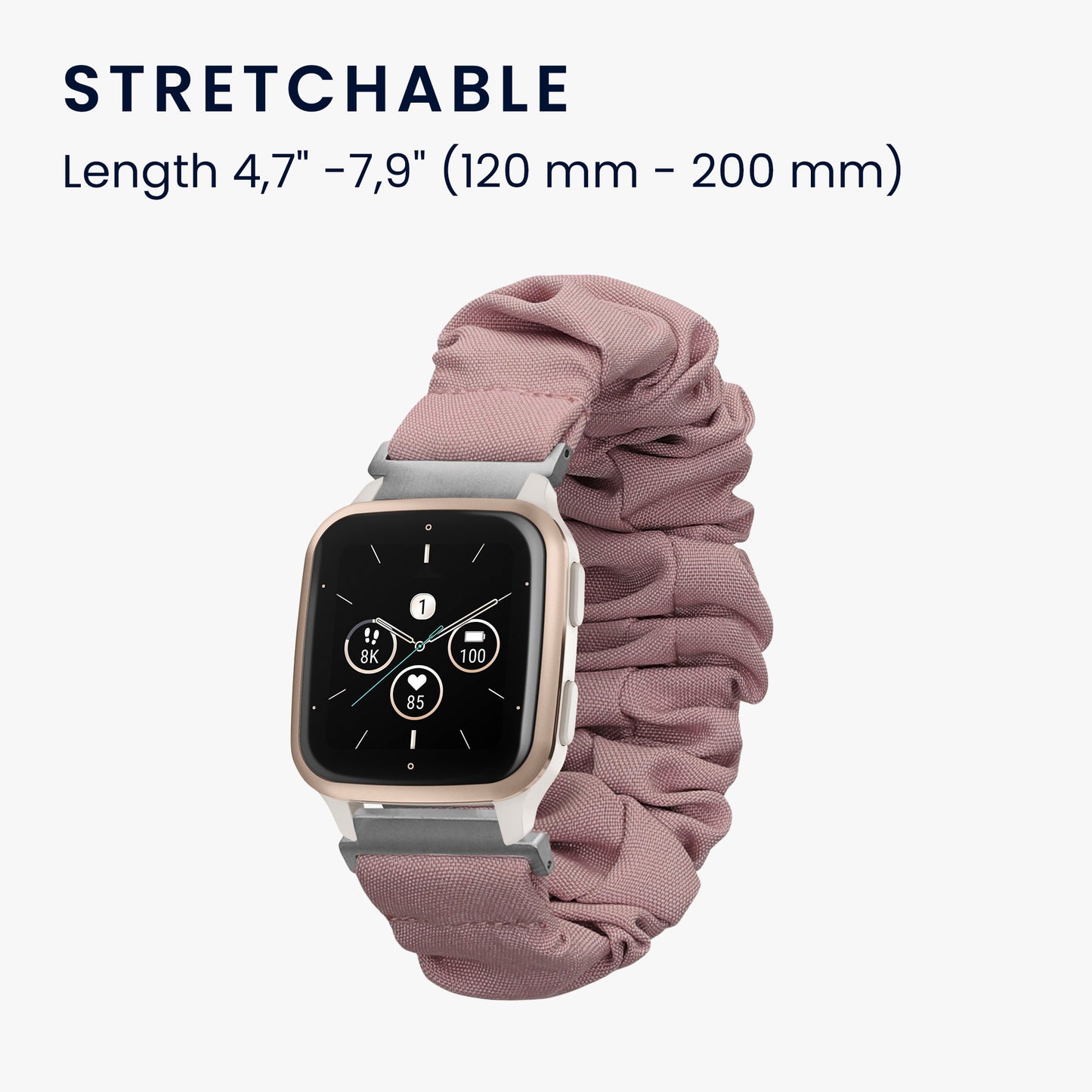 kwmobile Ersatz Armband kompatibel mit Garmin Venu Sq 2 Music / Sq 2 / Vivoactive 6 / Vivoactive 5 - Smartwatch Scrunchie Haargummi Design - Innenmaße 14 - 19 cm