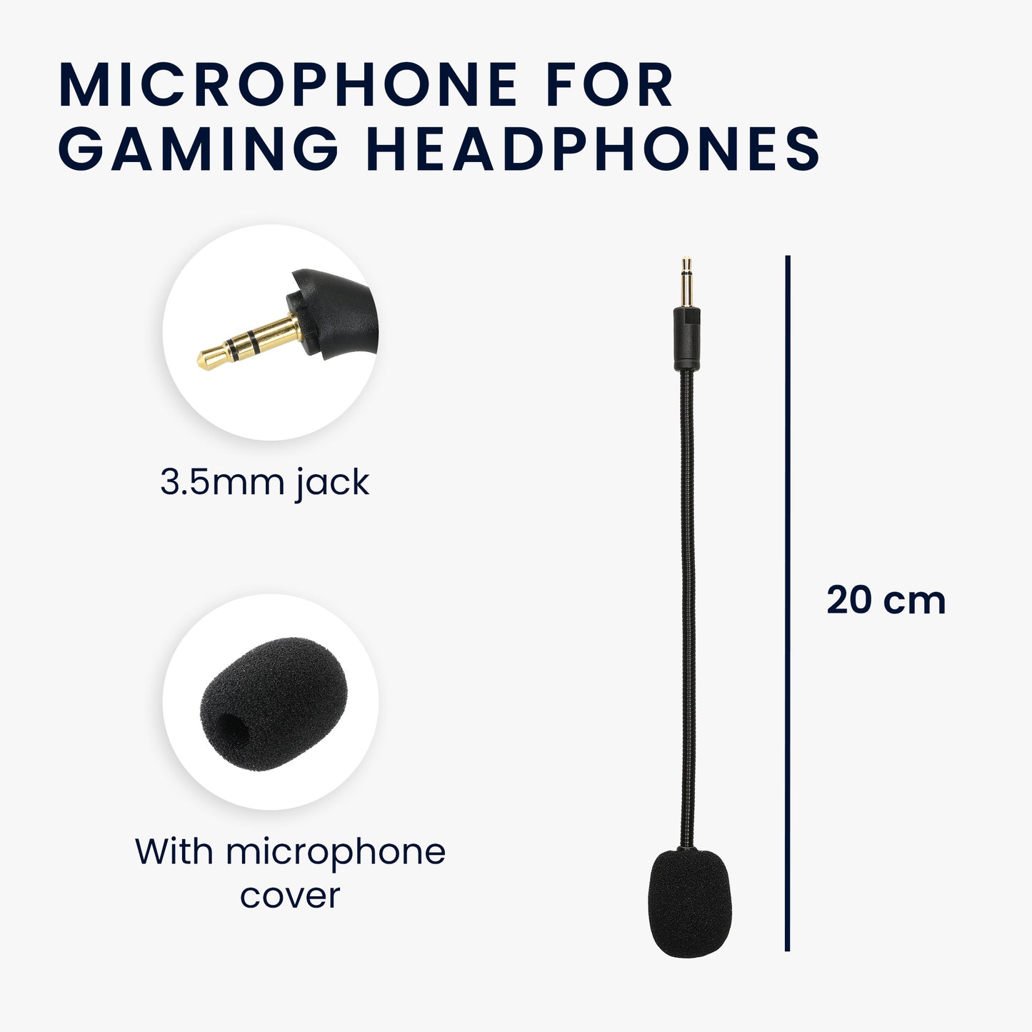 kwmobile Ersatz Kopfhörer Mikrofon kompatibel mit Razer Kaira Pro Headset Gaming Headphones Mikrofon mit 3,5 mm Klinkenstecker