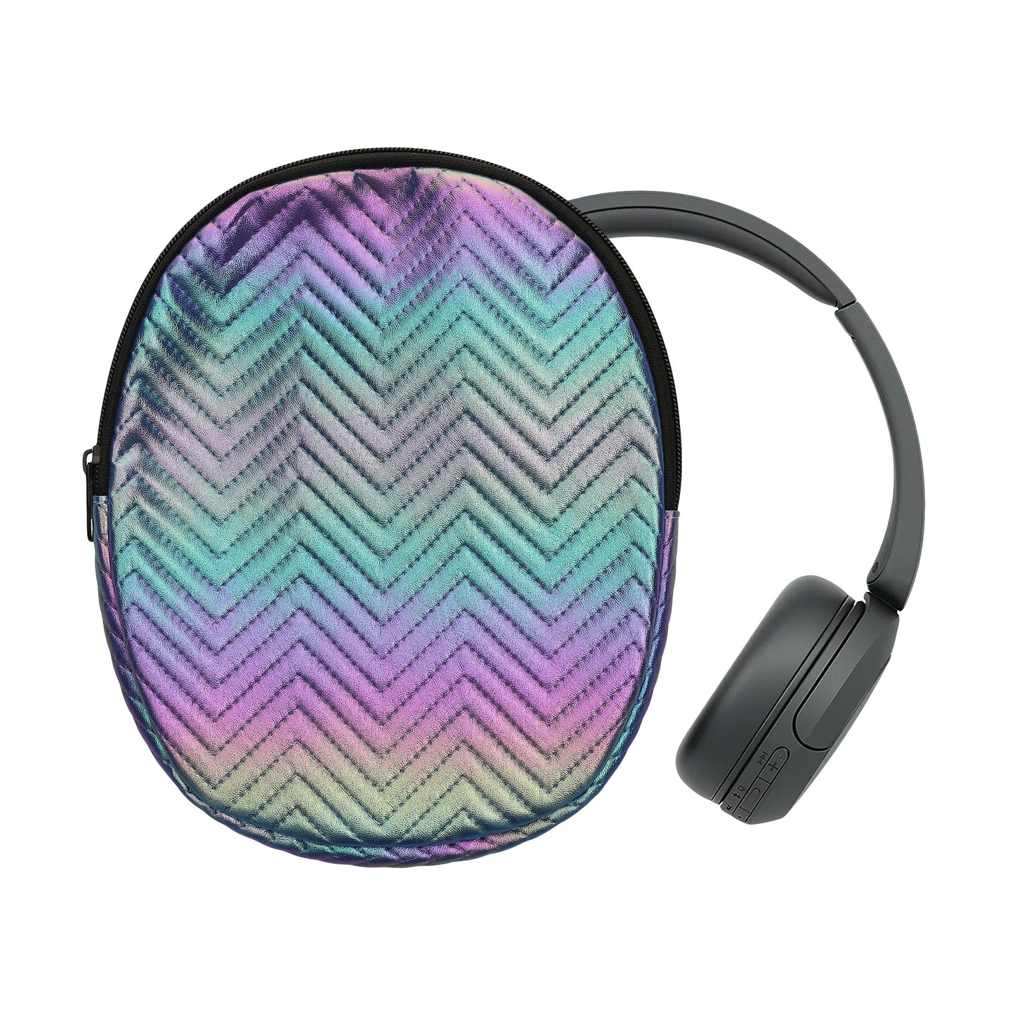 kwmobile Hülle für Sony WH-CH520 / WH-CH510 / MDR-ZX110 Tasche - Case für Headset aus Metallic Kunstleder und Nylon - Mehrfarbig Mehrfarbig  [dsg01]