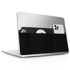 kwmobile Selbstklebender Laptop Organizer - Halterung Aufbewahrung für SSD externe Festplatte HDD Zubehör - Tasche für Wireless Mouse / Portable SSD / Portable HDD - Schwarz Schwarz  