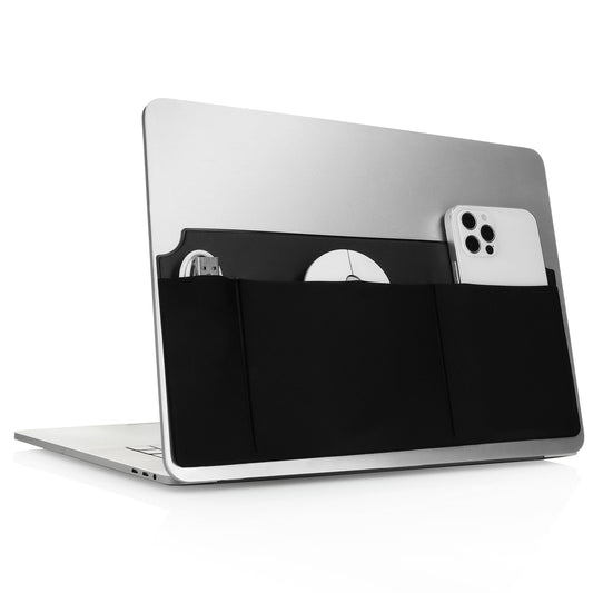 kwmobile Selbstklebender Laptop Organizer - Halterung Aufbewahrung für SSD externe Festplatte HDD Zubehör - Tasche für Wireless Mouse / Portable SSD / Portable HDD - Schwarz Schwarz  