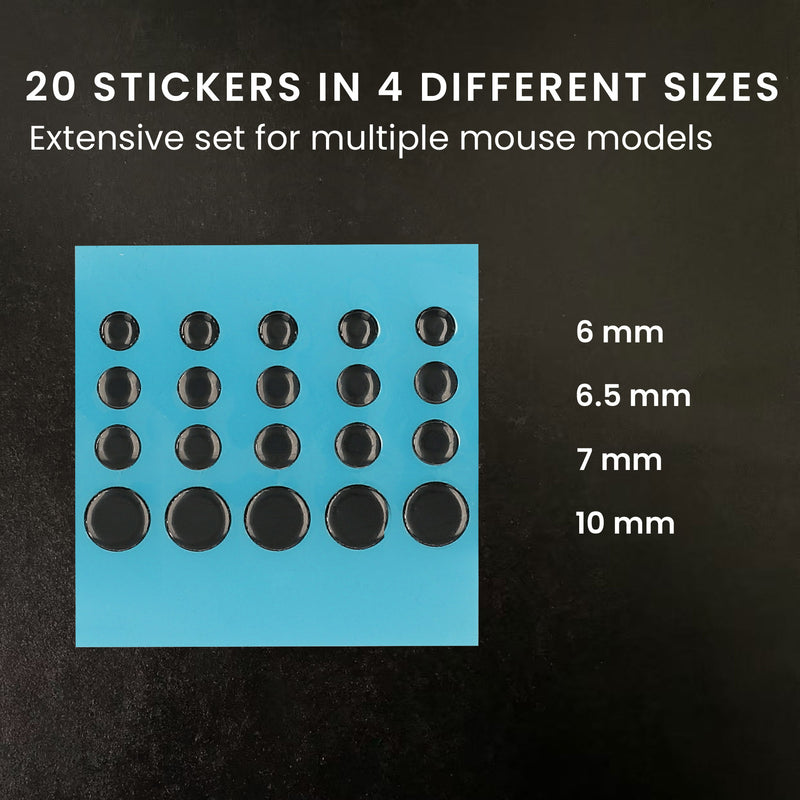 kwmobile Mouse Feet Sticker für Universal Gaming Mouse Mausgleiter - Maus Ersatz Glider aus PTFE - 4 verschiedenen Größen 6mm 6,5mm 7mm 10mm