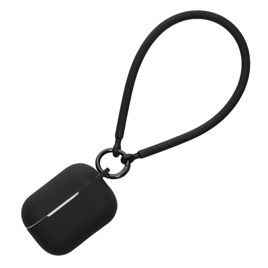 kwmobile Hülle kompatibel mit Apple Airpods Pro 2 Kopfhörer - Silikon Schutzhülle Etui Case Cover - mit Handschlaufe Schwarz Schwarz  