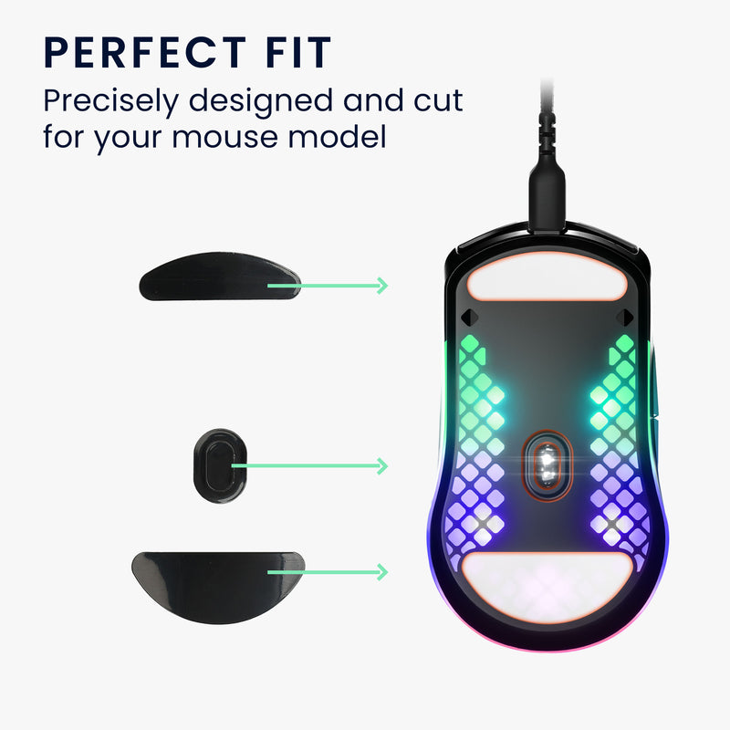 kwmobile Mouse Feet Sticker kompatibel mit SteelSeries Aerox 3 Ersatz Glider - Mausfüße passgenau - Maus Glides