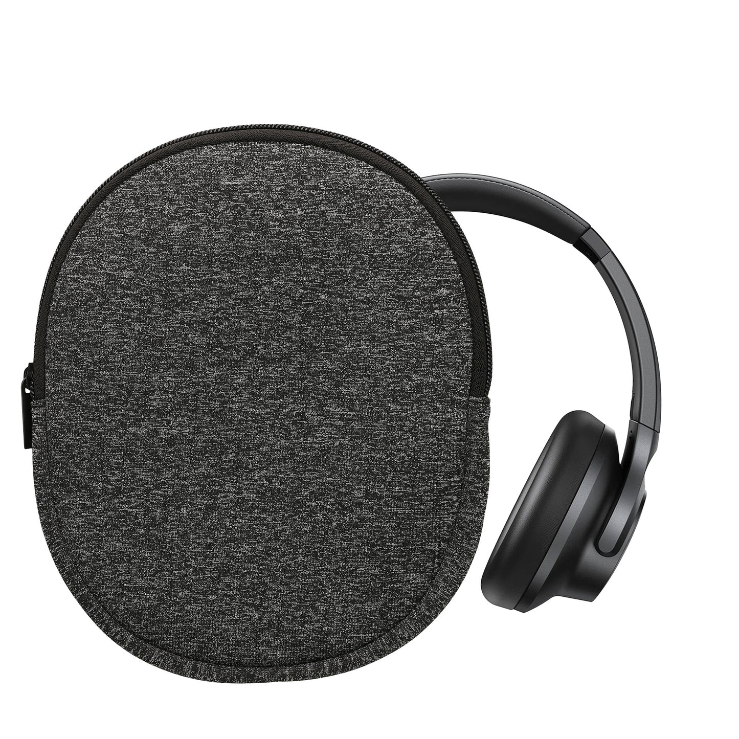 kwmobile Neopren Kopfhörer Tasche für Soundcore Q20i - Kopfhörer Case - Hülle Reise Beutel für Headset Headphones - Weiche Over Ear Schutzhülle Anthrazit Weiß Anthrazit  