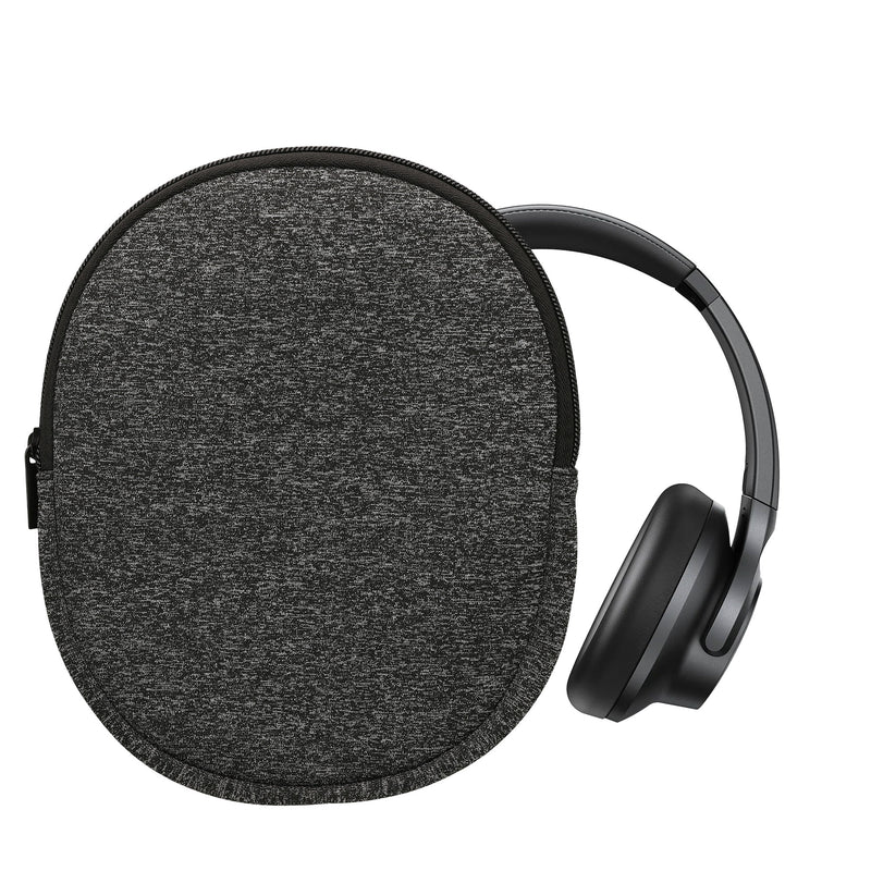 kwmobile Neopren Kopfhörer Tasche für Soundcore Q20i - Kopfhörer Case - Hülle Reise Beutel für Headset Headphones - Weiche Over Ear Schutzhülle Anthrazit Weiß Anthrazit  