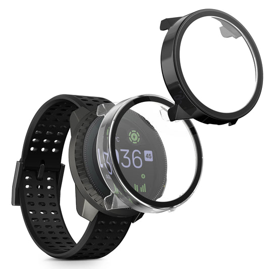 kwmobile 2x Cover kompatibel mit Suunto Vertical Hülle - Fullbody Fitnesstracker Case Set aus Glas - Transparent Schwarz Transparent  [dsg01]