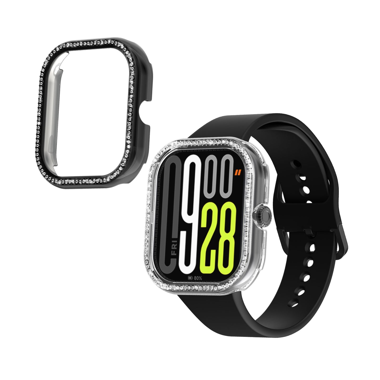 kwmobile Schutzhülle kompatibel mit Xiaomi Redmi Watch 4 / Watch 5 / Watch 5 eSIM Schutzrahmen - Glitzer Schutz Zubehör