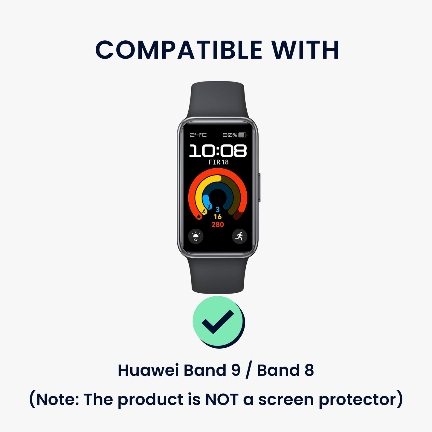 kwmobile Schutzhülle kompatibel mit Huawei Band 9 / Band 8 Schutzrahmen - Glitzer Schutz Zubehör in Schwarz