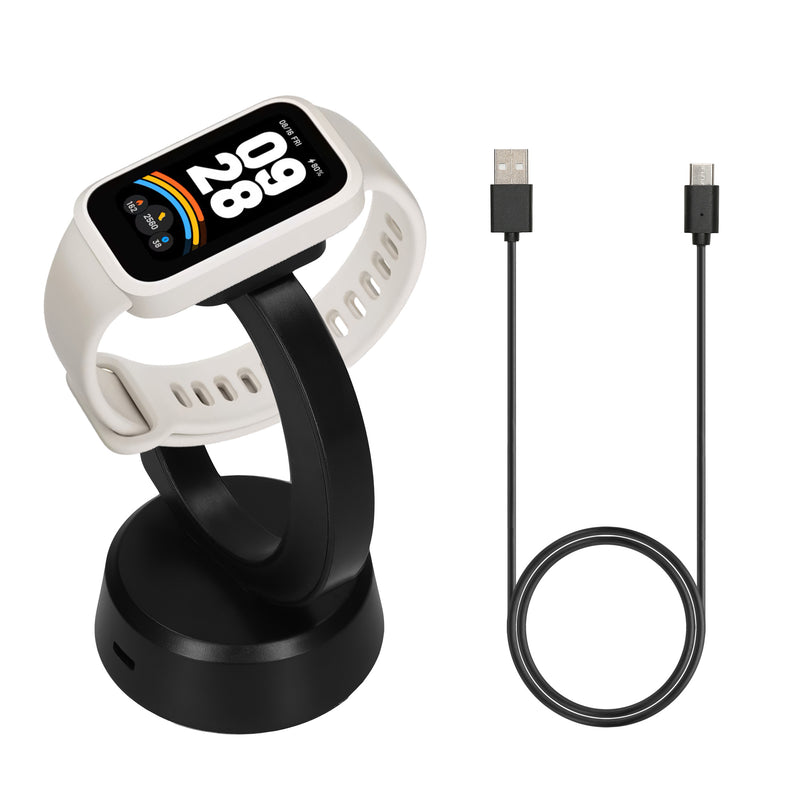 kwmobile USB Ladegerät kompatibel mit Xiaomi Mi Band 10 / Band 9 / 8 / 8Pro / Redmi Watch 3 Active - USB Kabel Charger Stand - Smart Watch Ladestation - Ladekabel mit Standfunktion in Schwarz Schwarz  