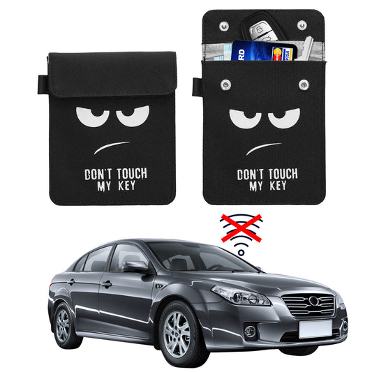 kwmobile Autoschlüssel Tasche kompatibel mit Autoschlüssel Schlüsselhülle - RFID Blocker Schlüssel Hülle aus Stoff Weiß Schwarz Weiß  [dsg01]