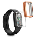 kwmobile 2x Schutzhülle kompatibel mit Amazfit Band 7 Hülle - Fullbody Cover Set aus Silikon - Schwarz Silber Schwarz  [dsg02]
