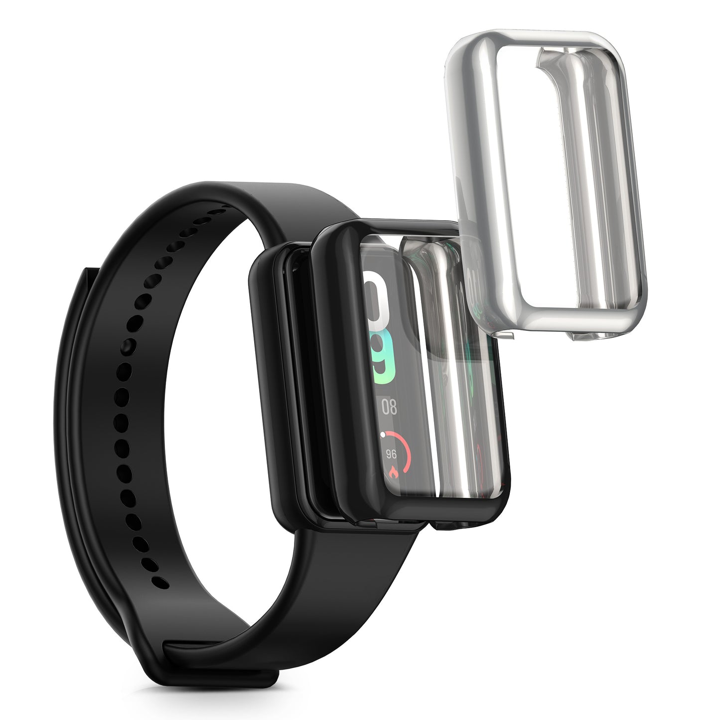 kwmobile 2x Schutzhülle kompatibel mit Amazfit Band 7 Hülle - Fullbody Cover Set aus Silikon - Transparent Rosegold Transparent  [dsg03]