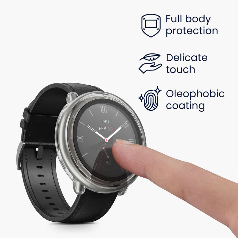 kwmobile Glas Hülle für Amazfit Active2 (A2437) Schutzhülle Fullbody Fitnesstracker Case Set