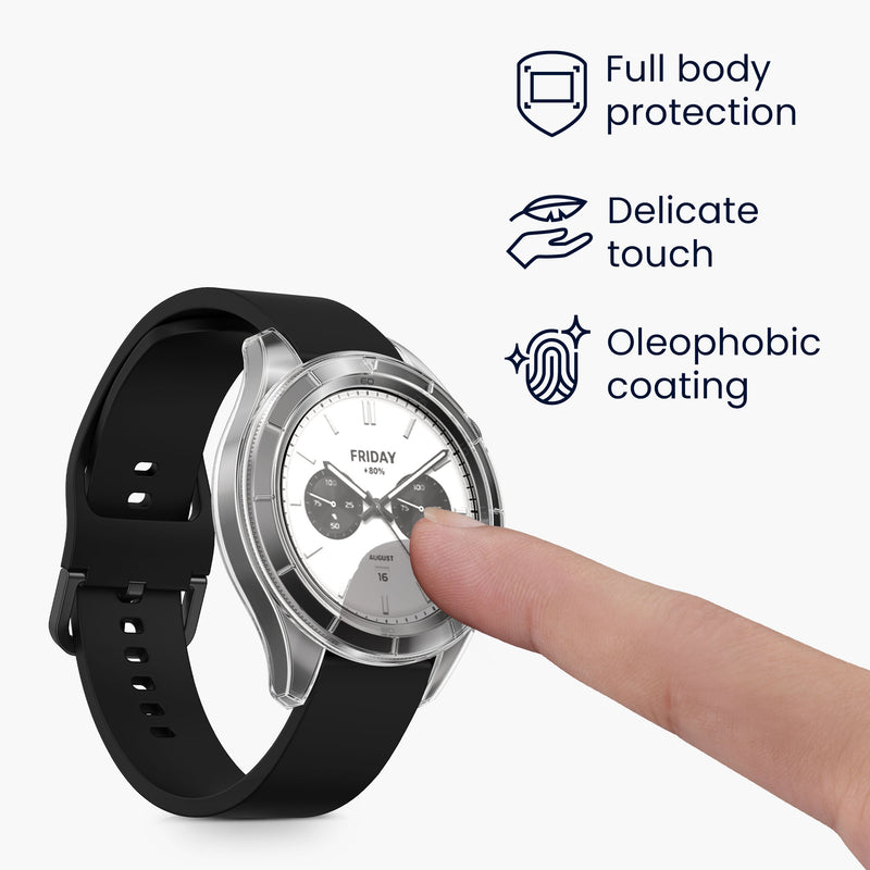 kwmobile Glas Hülle für Xiaomi Watch S4 / Watch S4 eSIM Schutzhülle Fullbody Fitnesstracker Case Set