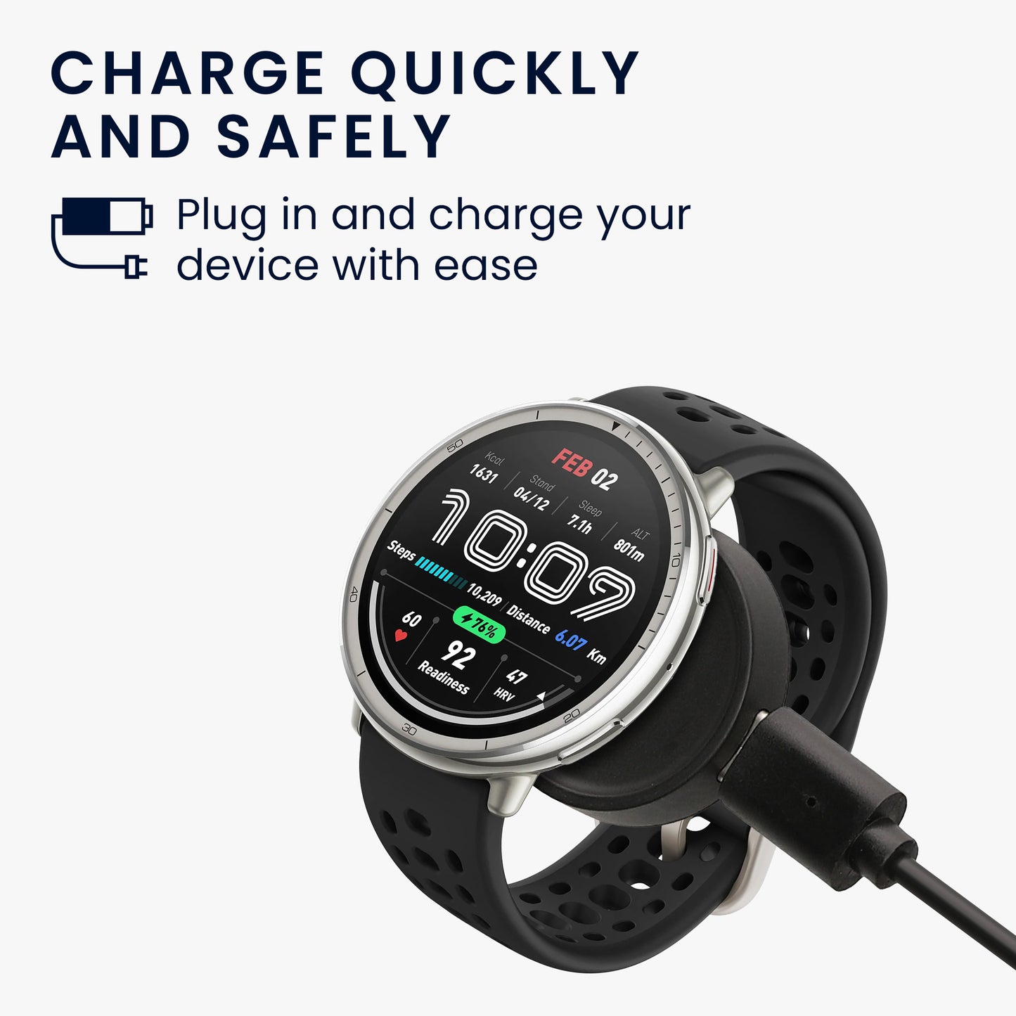 kwmobile USB Kabel Charger kompatibel mit Amazfit Bip 6 / Amazfit Active 2 (A2437) / Active 2 Square (A2434) Ladekabel - Smart Watch Ersatzkabel - Fitnesstracker Aufladekabel