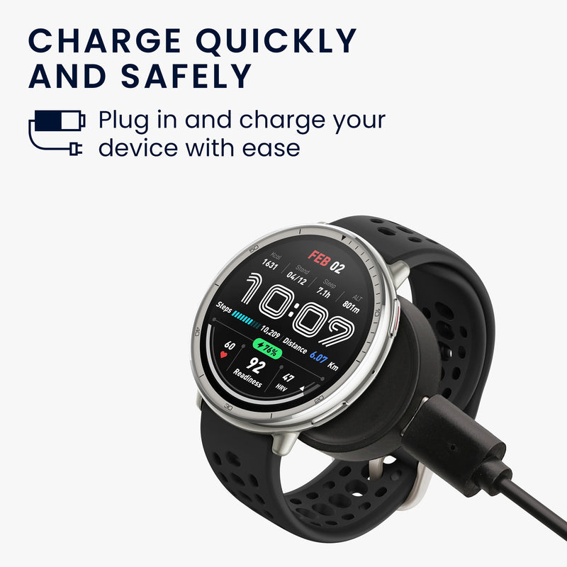 kwmobile USB Kabel Charger kompatibel mit Amazfit Bip 6 / Amazfit Active 2 (A2437) / Active 2 Square (A2434) Ladekabel - Smart Watch Ersatzkabel - Fitnesstracker Aufladekabel
