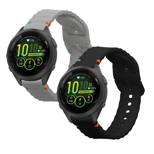 kwmobile 2x Uhrenarmband für Garmin Venu 3S / Venu 2S / vivoactive 4S / Forerunner 265S 255S Armband - Fitnesstracker Band Set aus TPU Silikon - Ersatzarmband Smartwatch - Schwarz Hellgrau Schwarz  [dsg01]