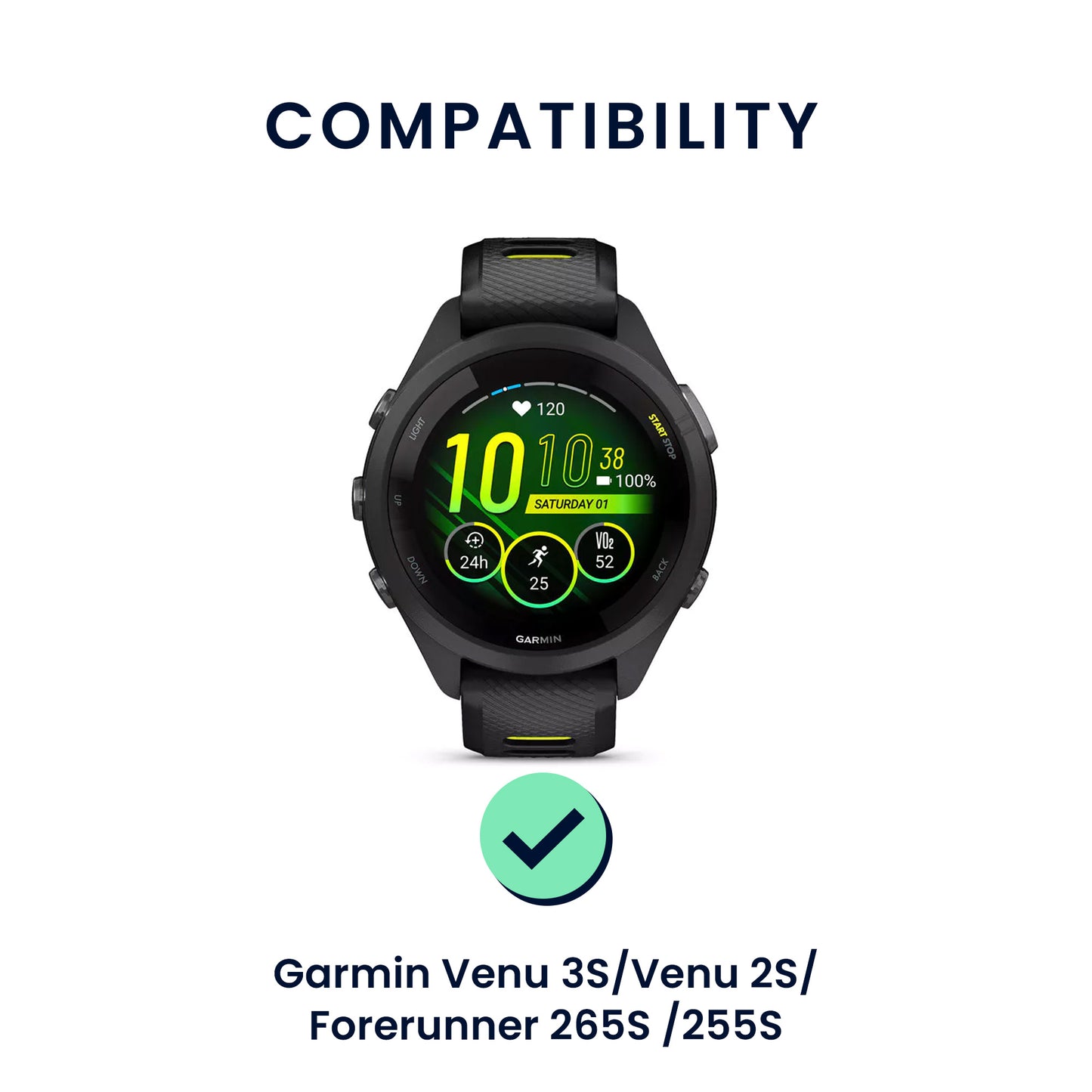 kwmobile Uhrenarmband für Garmin Venu 3S / Venu 2S / vivoactive 4S / Forerunner 265S 255S Armband Fitnesstracker Band Set Ersatzarmband Smartwatch
