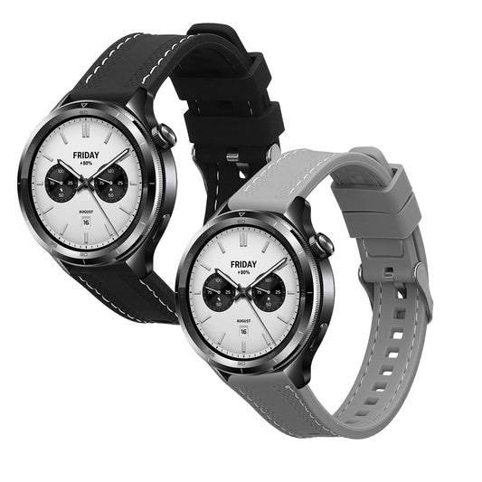 kwmobile 2x Uhrenarmband für Xiaomi Watch S4 / S4 Sport / S3 / S2 / Watch S1 Active / Watch 5 Active Armband - Fitnesstracker Band Set aus TPU Silikon - Ersatzarmband Smartwatch - Schwarz Grau Schwarz  [dsg01]