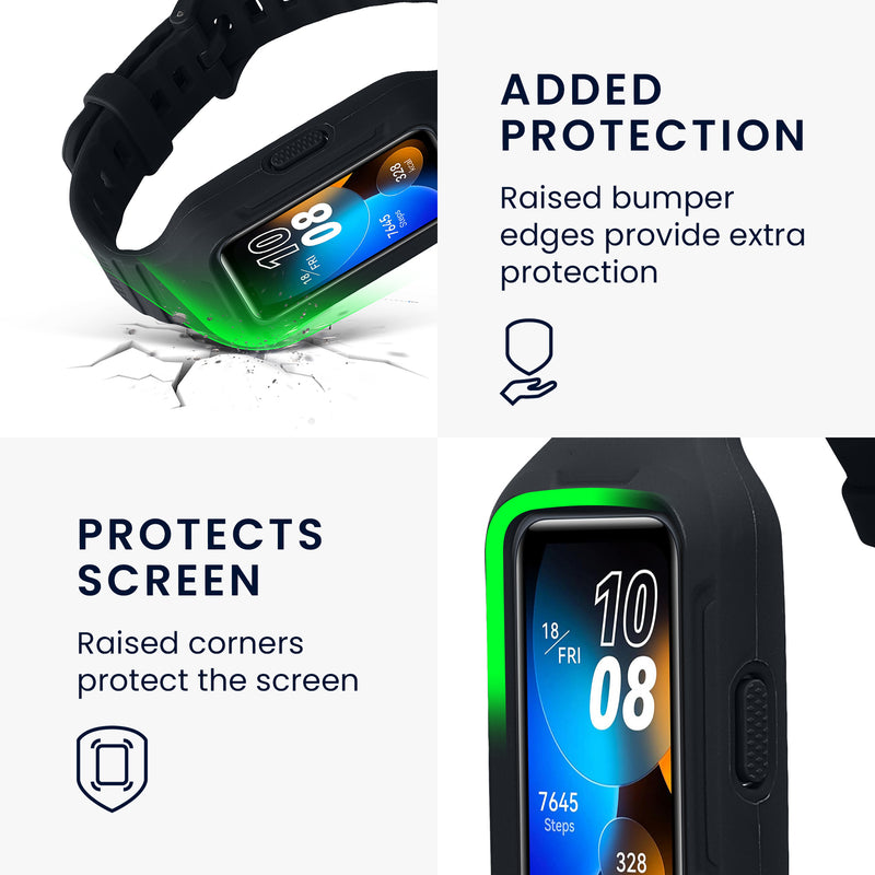 kwmobile Sportarmband kompatibel mit Huawei Band 9 / Band 8 7 6 Pro / Honor Band 7 6 - Armband für Fitnesstracker - mit Schutz Bumper