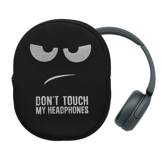 kwmobile Hülle kompatibel mit Headset / Overear headphone Neopren Tasche - Case für Headset aus robustem Neopren Stoff - Weiß Schwarz Schwarz Don't touch my Headphones Weiß  [dsg01]