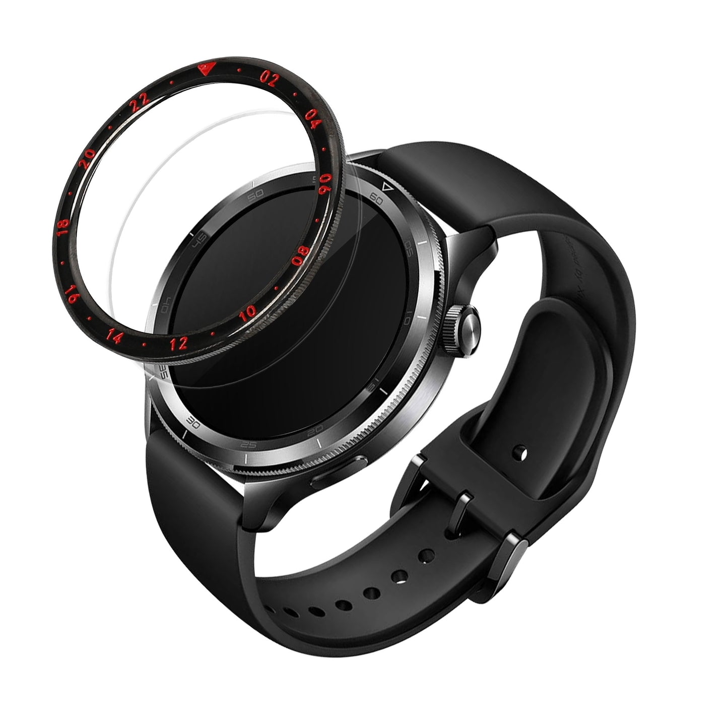 kwmobile Schutzring kompatibel mit Xiaomi Watch S4 /Watch S4 eSIM / Watch S3 Fitnesstracker - Bezel Ring Lünette in Schwarz Rot Schwarz  [dsg02]