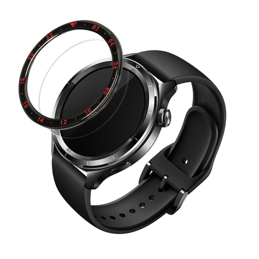kwmobile Schutzring kompatibel mit Xiaomi Watch S4 /Watch S4 eSIM / Watch S3 Fitnesstracker - Bezel Ring Lünette in Schwarz Rot Schwarz  [dsg02]