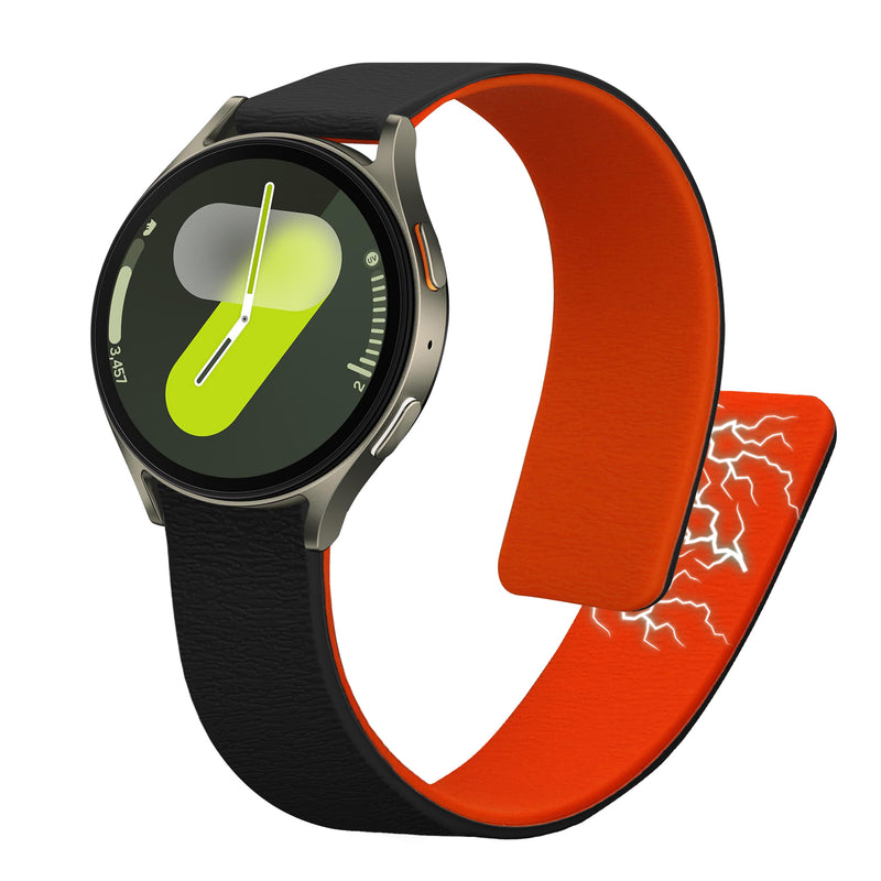 kwmobile Ersatzarmband kompatibel mit Samsung Galaxy Watch 4 / 5 / 6 Galaxy Watch 7 / FE Armband - Fitnesstracker Silikon Band mit Magnetverschluss Schwarz Orange Schwarz  [dsg01]