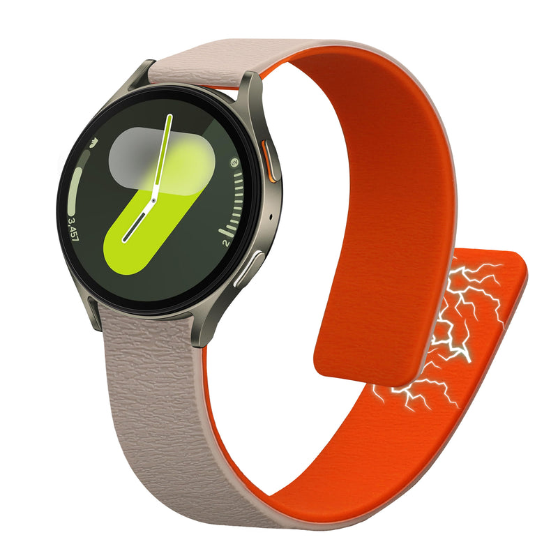 kwmobile Ersatzarmband kompatibel mit Samsung Galaxy Watch 4 / 5 / 6 Galaxy Watch 7 / FE Armband - Fitnesstracker Silikon Band mit Magnetverschluss Beige Orange Beige  [dsg02]