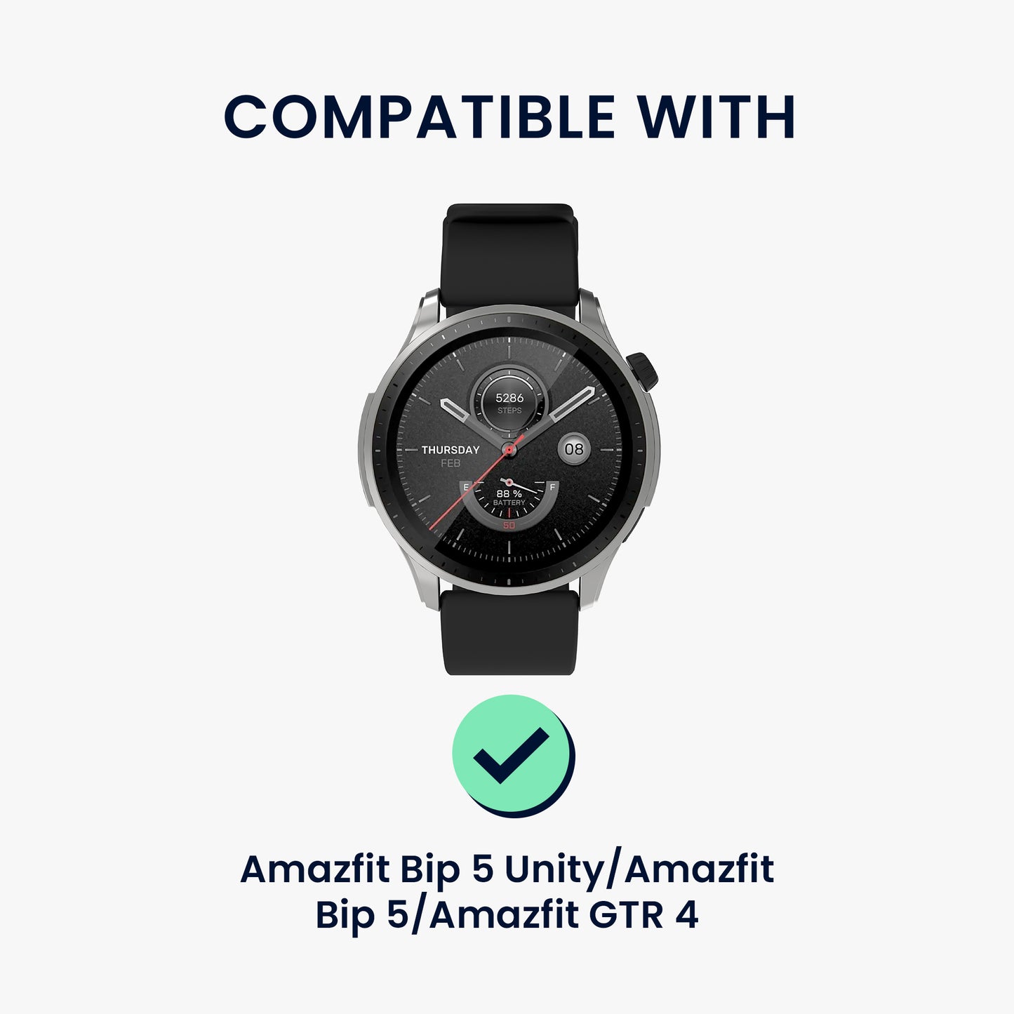 kwmobile Ersatzarmband kompatibel mit 22mm Amazfit Bip 6 / Bip 5 Unity / Bip 5 / GTS 3 / Balance 2 / Helio Strap Armband - Fitnesstracker Band mit Magnetverschluss