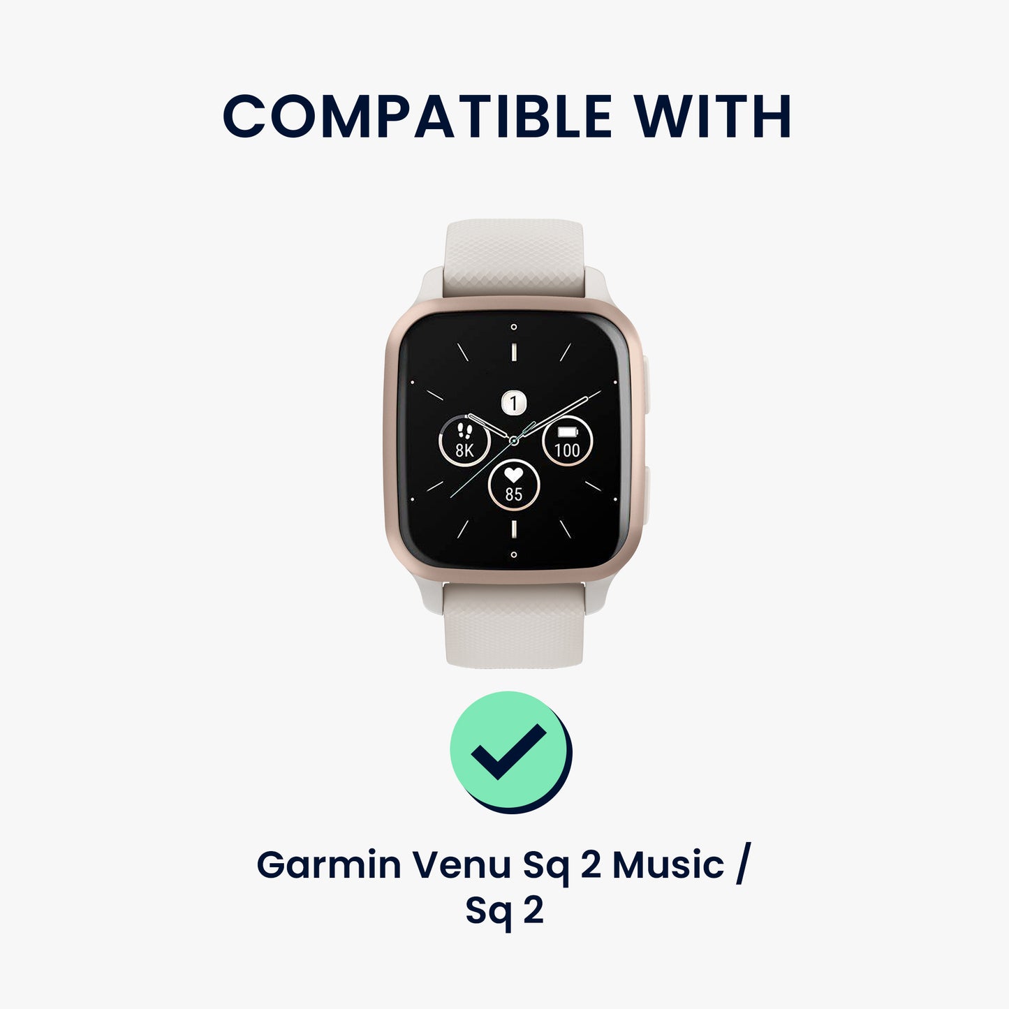 kwmobile Ersatzarmband kompatibel mit Garmin Venu Sq 2 Music / Sq 2 / Vivoactive 6 / Vivoactive 5 Armband - Fitnesstracker Band mit Magnetverschluss