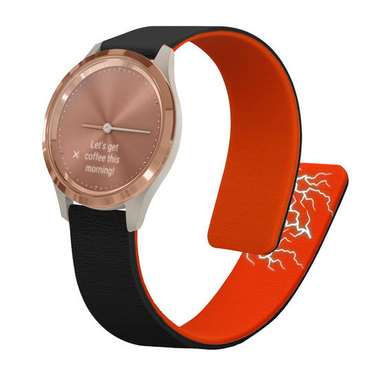 kwmobile Ersatzarmband kompatibel mit Garmin vivomove 3S / vivoactive 4S Armband - Fitnesstracker Silikon Band mit Magnetverschluss Schwarz Orange Schwarz  [dsg01]