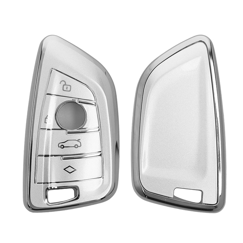 kwmobile Autoschlüssel Hülle kompatibel mit BMW 3-Tasten Autoschlüssel - Schlüsselhülle Silikon Cover - Silber matt Silber matt  [dsg01]