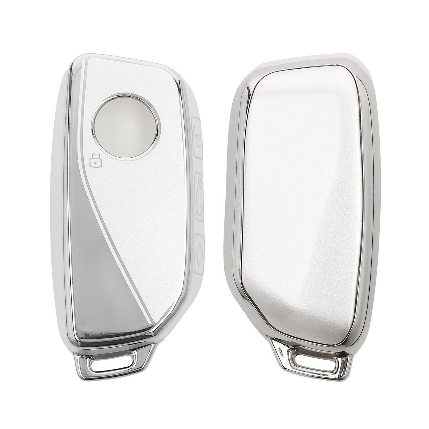 kwmobile Autoschlüssel Hülle kompatibel mit BMW 4-Tasten X7 X1 U11 iX ix1 7er G07 I7 Autoschlüssel - Schlüsselhülle Silikon Cover - Silber matt Silber matt  [dsg01]
