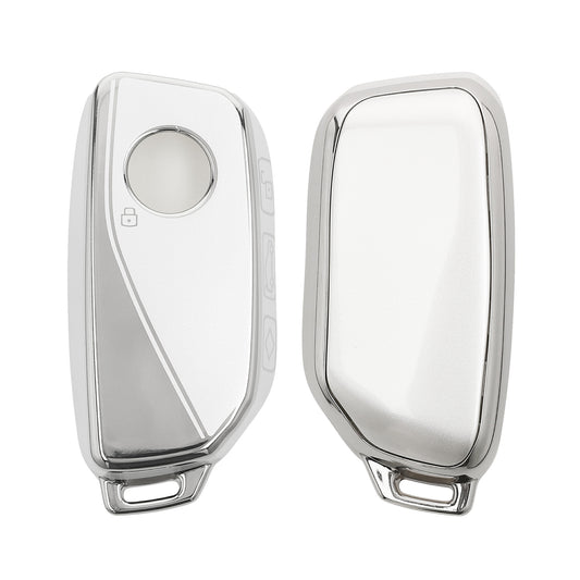 kwmobile Autoschlüssel Hülle kompatibel mit BMW 4-Tasten X7 X1 U11 iX ix1 7er G07 I7 Autoschlüssel - Schlüsselhülle Silikon Cover - Silber matt Silber matt  [dsg01]