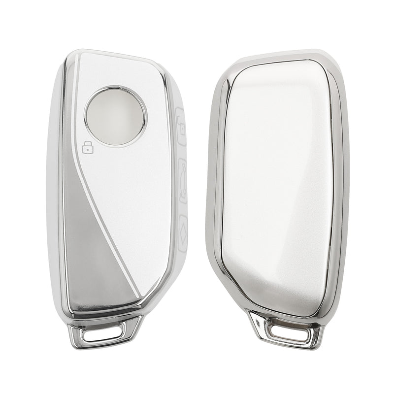 kwmobile Autoschlüssel Hülle kompatibel mit BMW 4-Tasten X7 X1 U11 iX ix1 7er G07 I7 Autoschlüssel - Schlüsselhülle Silikon Cover - Silber matt Silber matt  [dsg01]