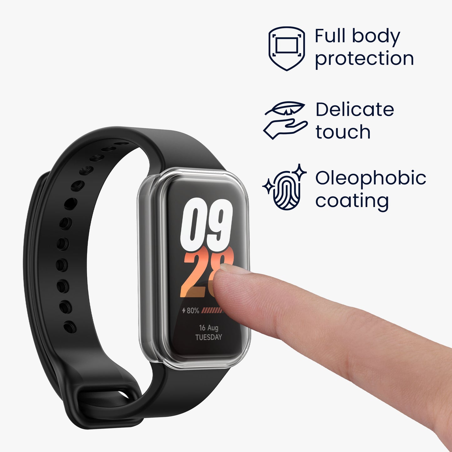 kwmobile Silikon Hülle für Xiaomi Smart Band 8 Active / Redmi Band 2 Schutzhülle Fullbody Display Cover Set