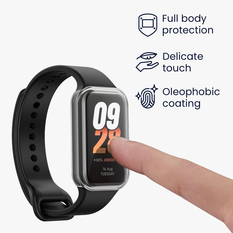 kwmobile Silikon Hülle für Xiaomi Smart Band 8 Active / Redmi Band 2 Schutzhülle Fullbody Display Cover Set